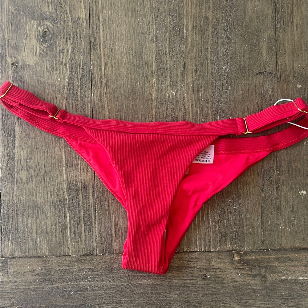 Beach Bunny Rib Tide Adjustable Red Bikini Bottom